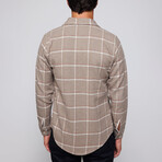 Slim Fit Narrow Cut Pocket Windowpane Lumberjack Shirt // Beige + Multicolor (S)