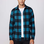 Slim Fit Winter Big Checkered Lumberjack Shirt // Black + Blue (M)