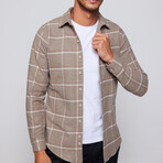 Slim Fit Narrow Cut Pocket Windowpane Lumberjack Shirt // Beige + Multicolor (S)