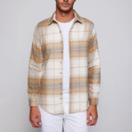 Slim Fit Narrow Cut Plaid Lumberjack Shirt // Beige + Multicolor (S)