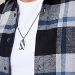 Slim Fit Double Pocket Flap Plaid Lumberjack Shirt // Black + White + Navy Blue (S)