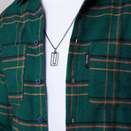 Slim Fit Double Pocket Checked Plaid Shirt // Green + Multicolor (XL)