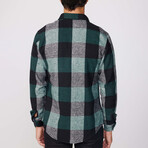 Slim Fit Checkered Double Pocket Lumberjack Washed Out Shirt // Green + Black (L)