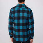 Slim Fit Winter Big Checkered Lumberjack Shirt // Black + Blue (M)