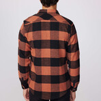 Slim Fit Flap Pocket Checkered Lumberjack Shirt // Black + Orange (M)
