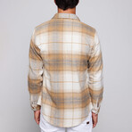 Slim Fit Narrow Cut Plaid Lumberjack Shirt // Beige + Multicolor (S)