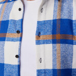 Slim Fit Double Pocket Flap Plaid Lumberjack Shirt // Blue + White + Beige (S)