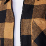 Slim Fit Zippered Checkered Lumberjack Shirt // Black + Yellow (M)