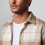 Slim Fit Narrow Cut Plaid Lumberjack Shirt // Beige + Multicolor (S)