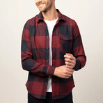 Slim Fit Winter Big Checkered Lumberjack Shirt // Burgundy + Navy Blue (S)