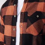 Slim Fit Flap Pocket Checkered Lumberjack Shirt // Black + Orange (M)