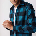 Slim Fit Winter Big Checkered Lumberjack Shirt // Black + Blue (M)