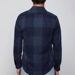 Slim Fit Winter Big Checkered Lumberjack Shirt // Navy Blue (M)