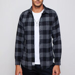 Slim Fit Narrow Cut Checked Sport Collar Lumberjack Shirt // Black + Gray (S)