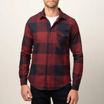 Slim Fit Winter Big Checkered Lumberjack Shirt // Burgundy + Navy Blue (S)