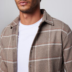 Slim Fit Narrow Cut Pocket Windowpane Lumberjack Shirt // Beige + Multicolor (S)