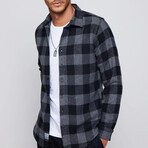 Slim Fit Narrow Cut Checked Sport Collar Lumberjack Shirt // Black + Gray (S)