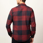 Slim Fit Winter Big Checkered Lumberjack Shirt // Burgundy + Navy Blue (S)