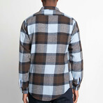 Slim Fit Winter Big Plaid Lumberjack Shirt // Brown + Blue + Light Blue (S)