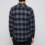 Slim Fit Narrow Cut Checked Sport Collar Lumberjack Shirt // Black + Gray (S)