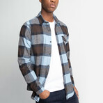 Slim Fit Winter Big Plaid Lumberjack Shirt // Brown + Blue + Light Blue (S)