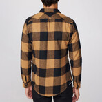 Slim Fit Zippered Checkered Lumberjack Shirt // Black + Yellow (M)