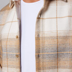 Slim Fit Narrow Cut Plaid Lumberjack Shirt // Beige + Multicolor (S)