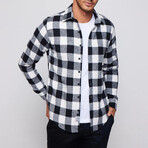 Slim Fit Narrow Cut Checked Sport Collar Lumberjack Shirt // Black + White (M)
