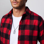 Slim Fit Narrow Cut Checked Sport Collar Lumberjack Shirt // Black + Red (S)