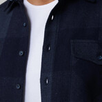 Slim Fit Winter Big Checkered Lumberjack Shirt // Navy Blue (M)