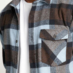 Slim Fit Winter Big Plaid Lumberjack Shirt // Brown + Blue + Light Blue (S)