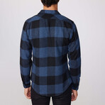 Slim Fit Zippered Checkered Lumberjack Shirt // Black + Blue (M)