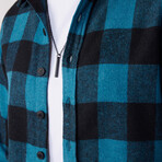 Slim Fit Winter Big Checkered Lumberjack Shirt // Black + Blue (M)