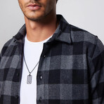 Slim Fit Narrow Cut Checked Sport Collar Lumberjack Shirt // Black + Gray (S)