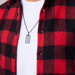 Slim Fit Narrow Cut Checked Sport Collar Lumberjack Shirt // Black + Red (S)