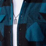 Slim Fit Large Checked Double Pocket Lumberjack Shirt // Black + Blue (S)