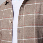 Slim Fit Narrow Cut Pocket Windowpane Lumberjack Shirt // Beige + Multicolor (S)