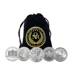 2024 5 oz Silver Starter Package of World Bullion Coins // Deluxe Collector's Pouch