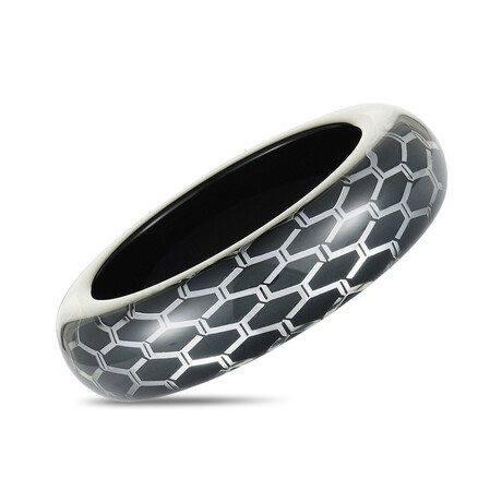 Abstract Stainless Steel Bangle Bracelet // 6"