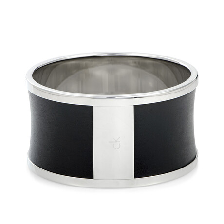 Spellbound Stainless Steel + Faux Leather Bangle Bracelet // 6"