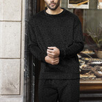 Leopard Velvet Sweatshirt & Pans // Black (S)