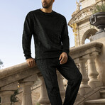 Leopard Velvet Sweatshirt & Pans // Black (S)