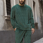 Leopard Velvet Sweatshirt & Pans // Green (XXL)