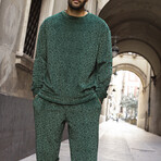 Leopard Velvet Sweatshirt & Pans // Green (XXL)