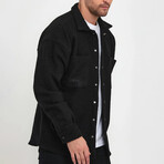 Flanneled Oversize Shirt Jacket // Black (XL)