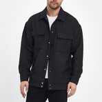 Quilted Oversize Shirt Jacket // Black (M)