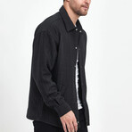 Striped Textured Oversize Shirt Jacket // Black (S)
