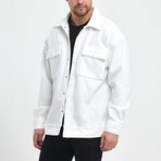 Front Pockets Oversize Shirt Jacket // White (M)