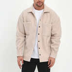 Flanneled Oversize Shirt Jacket // White (M)