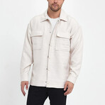 Quilted Oversize Shirt Jacket // Beige (S)